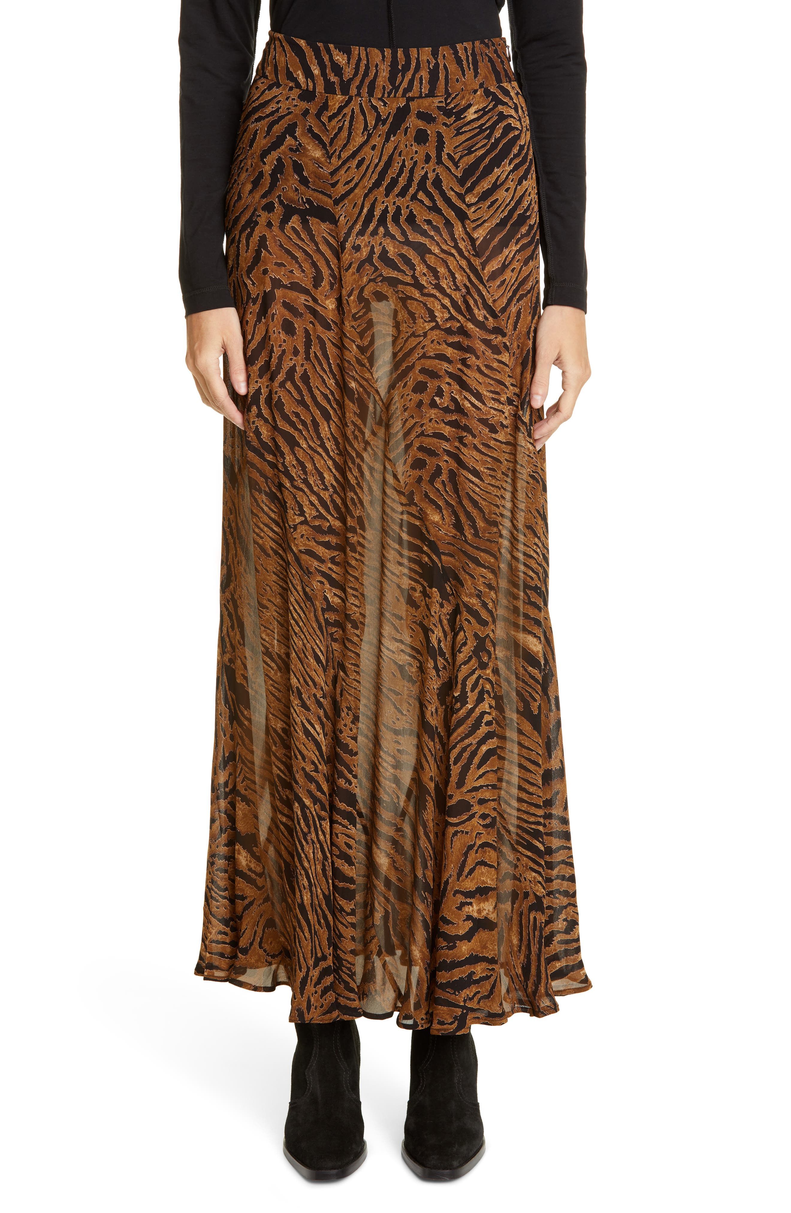 ganni tiger skirt