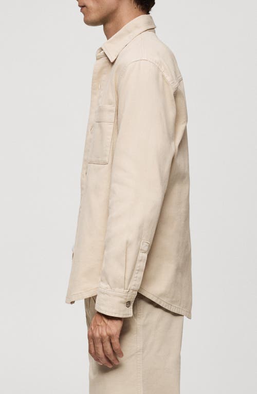 Mango Slim Fit Denim Overshirt In Beige