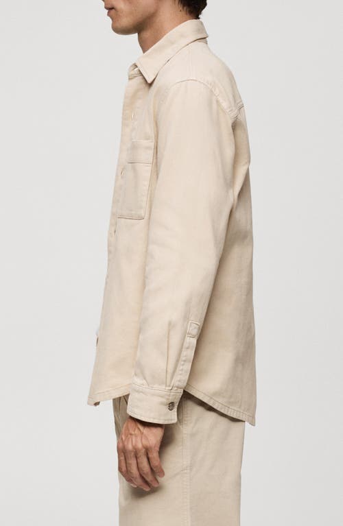 Shop Mango Slim Fit Denim Overshirt In Beige