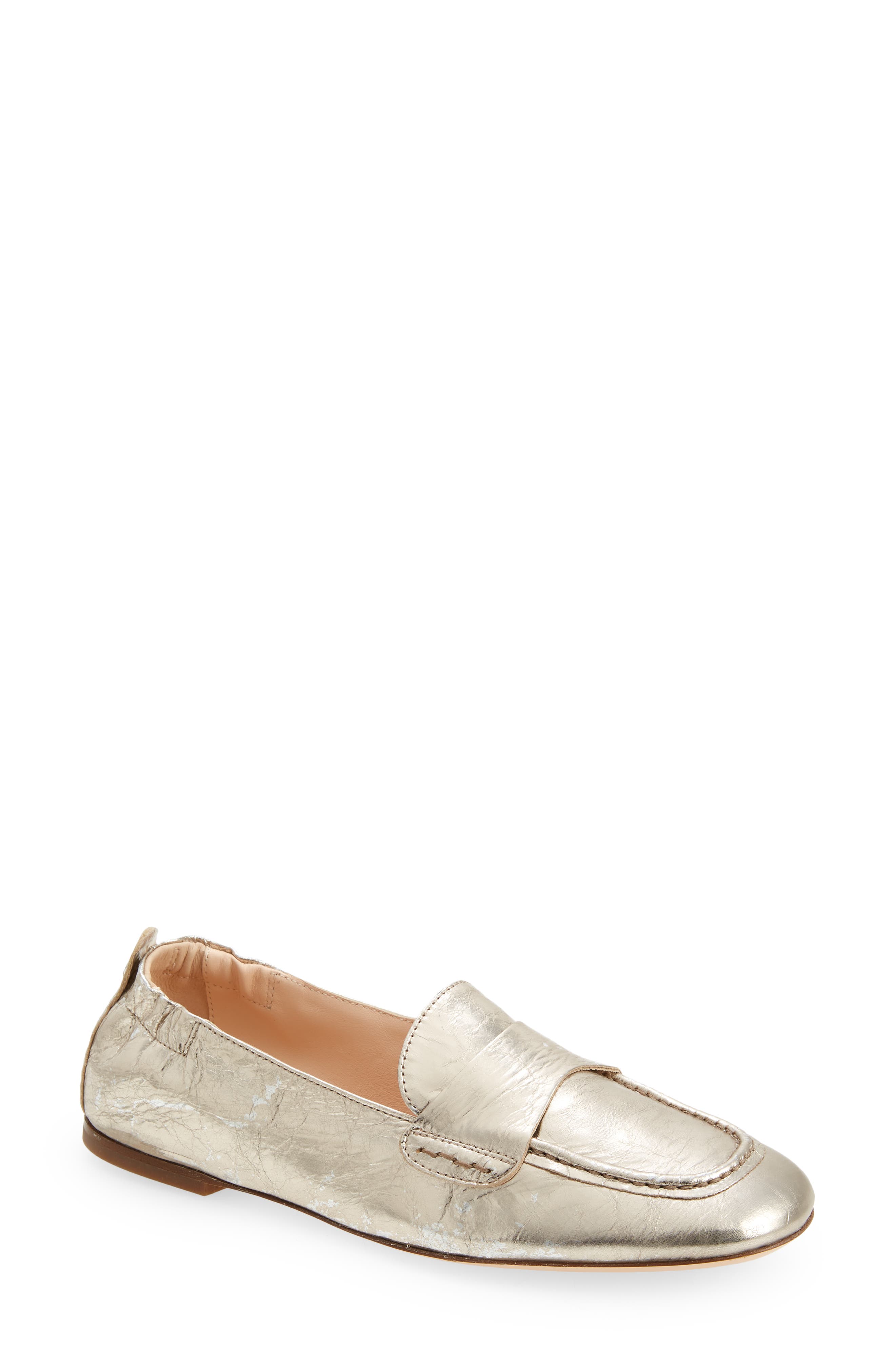 metallic loafers womens