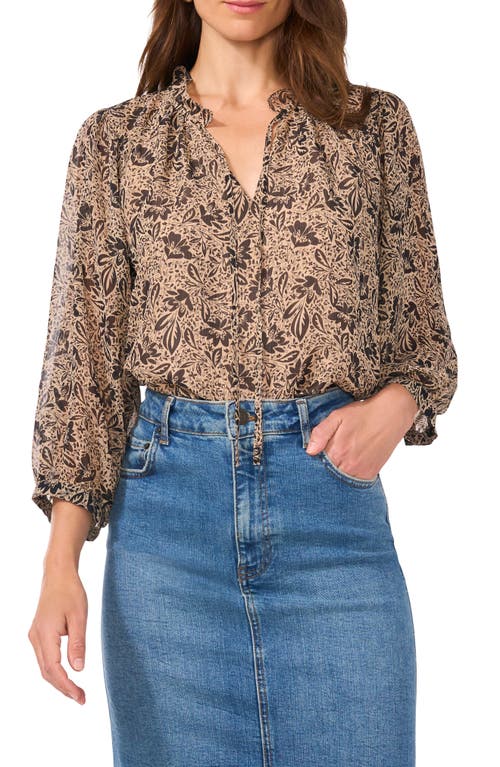 Shop Vince Camuto Floral Raglan Sleeve Chiffon Top In Foxtrot