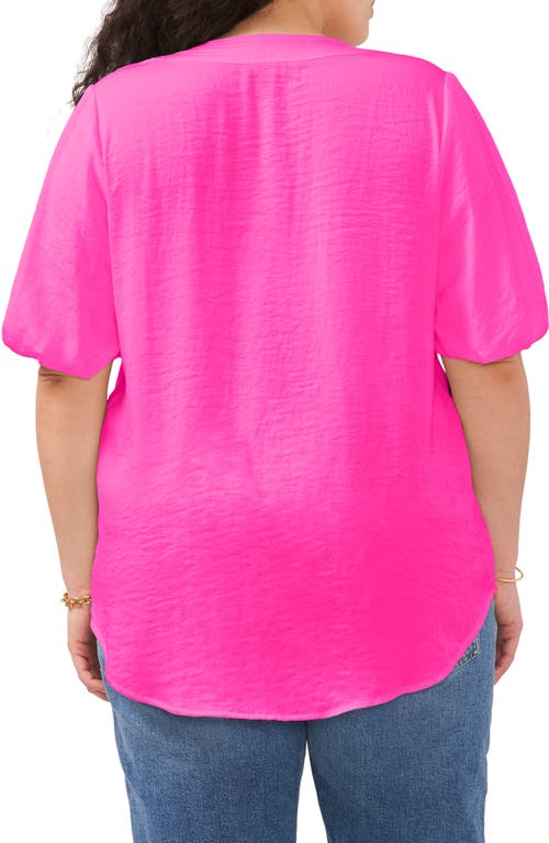 VINCE CAMUTO VINCE CAMUTO PUFF SLEEVE SPLIT NECK TOP