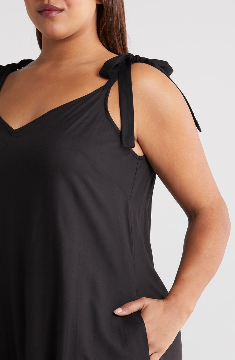 Vince Camuto Tie Strap Crop Wide Leg Jumpsuit, Alternate, color, Rich Black