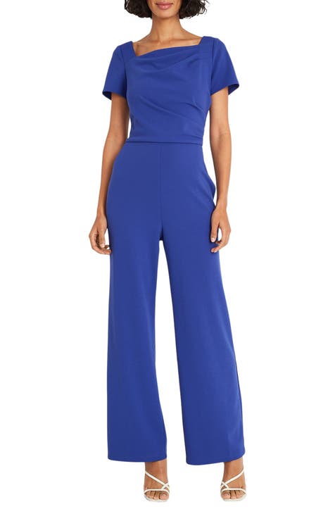 Dressy Jumpsuits for Women - Red - Loose, Casual, Off-Shoulder, Wide Leg,  Elastic Waist, Stretchy, 3/4 Sleeve