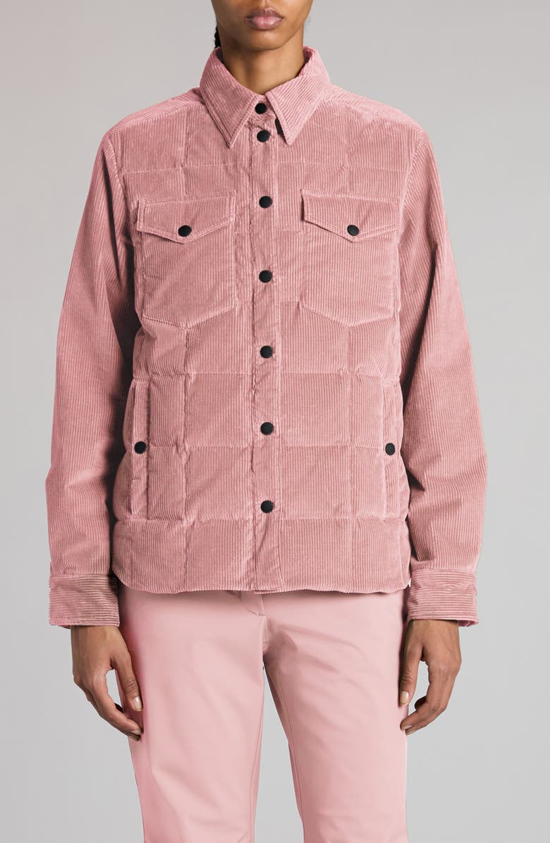 Moncler Grenoble Paulet Corduroy Quilted Shirt Jacket, Main, color, Pink