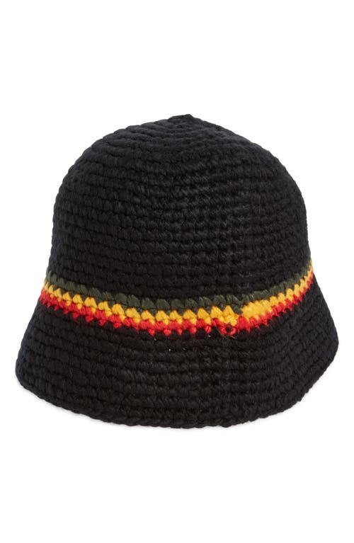 F-LAGSTUF-F Stripe Crochet Bucket Hat in Black