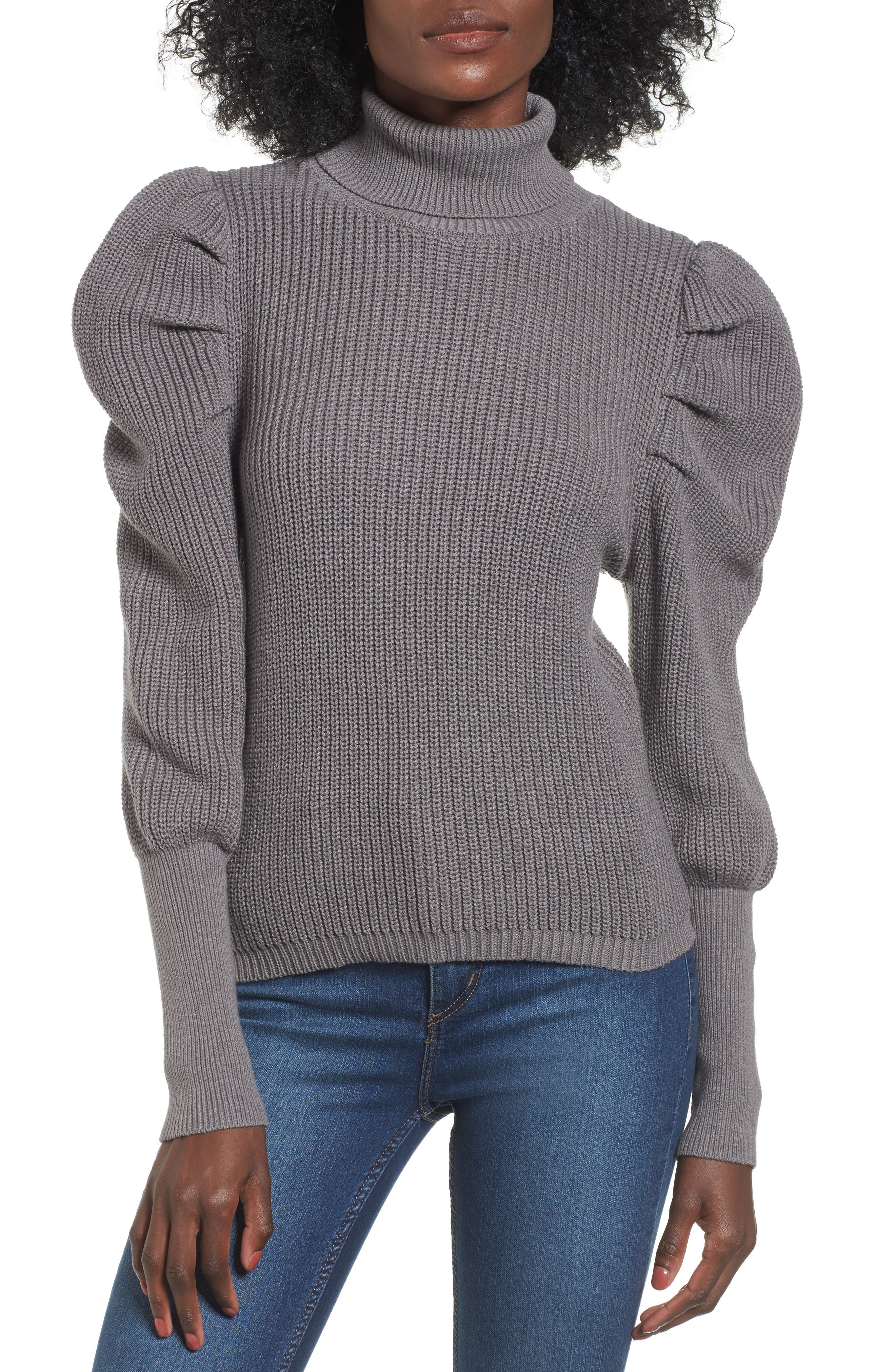 puff sleeve turtleneck sweater