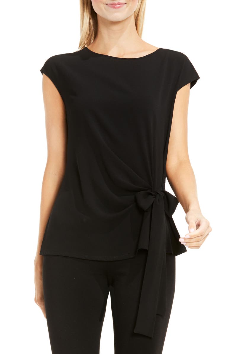 Vince Camuto Mixed Media Tie Front Blouse | Nordstrom