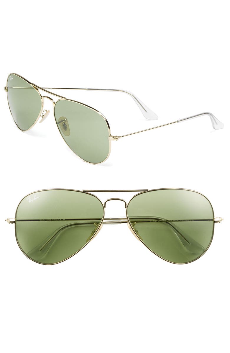 RAY-BAN 'Legend Collection' 58mm Aviator Sunglasses, Main, color, GOLD/ MINT