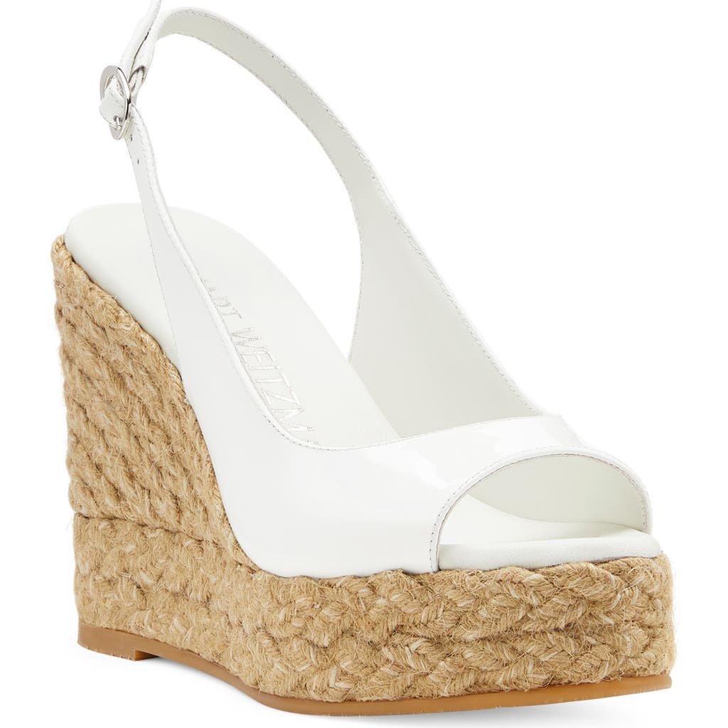 Stuart Weitzman Island Espadrille Wedge Sandal In White/natural