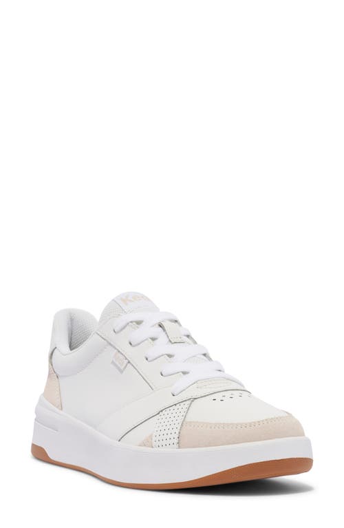 Keds ® The Court Leather Sneaker In White/gum Leathe