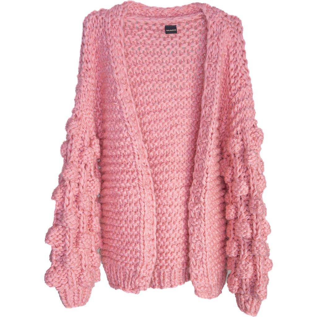 Saachi Pompom Knit Cardigan In Blush