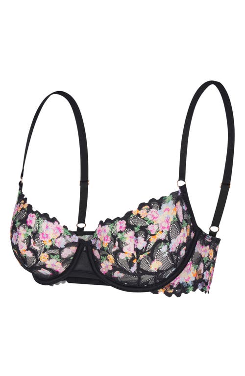 Savage X Fenty X Fenty Womens Blk Caviar Bloom Bad Lce Savage Not Sorry Unlined Balconette Lace Bra 38dd-42d 40dd In Black Caviar