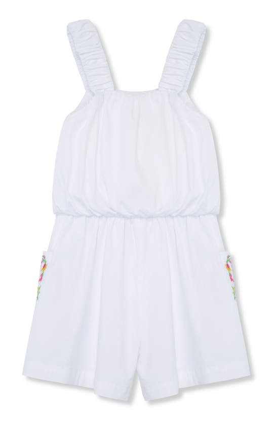 Shop Peek Aren't You Curious Kids' Embroidered Tank Romper In White