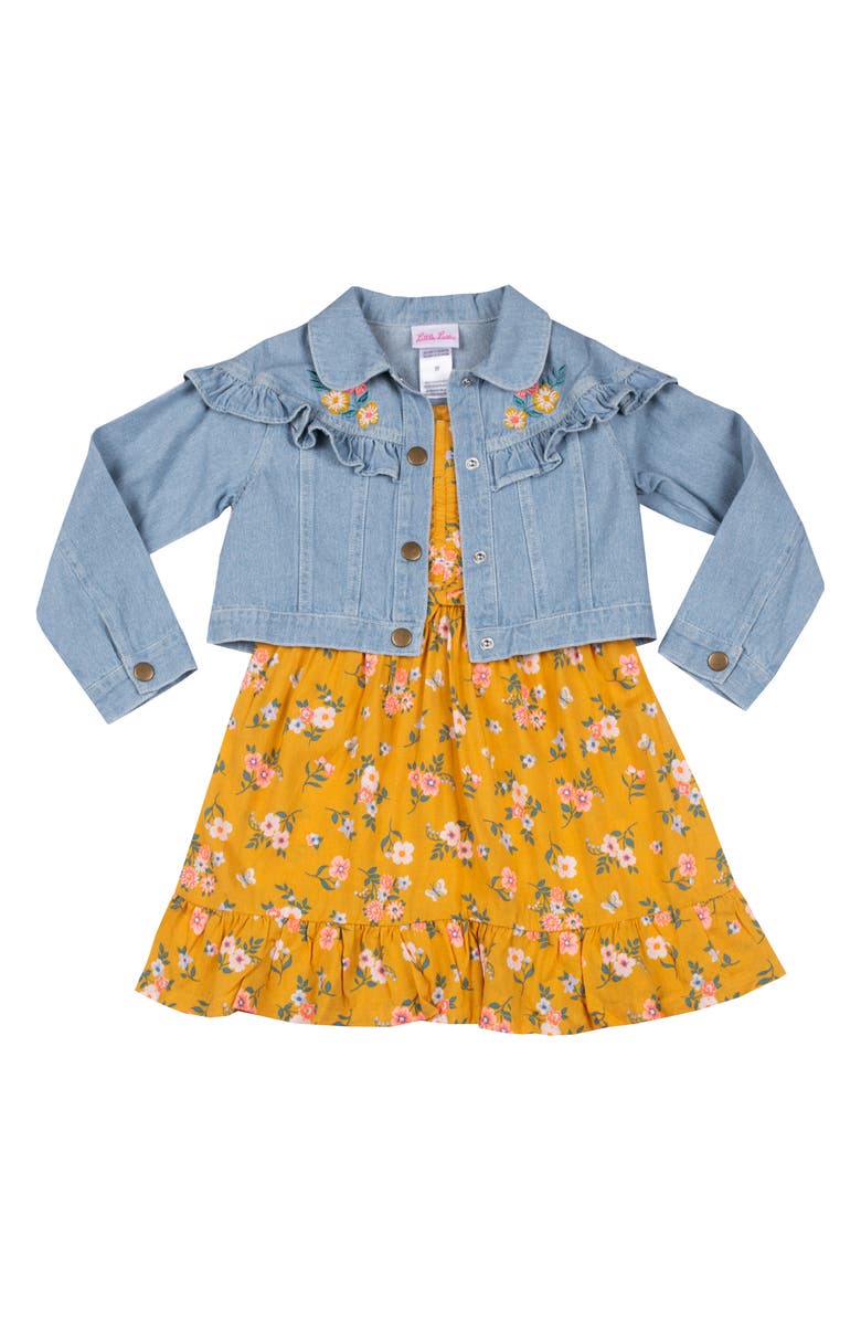Little Lass Kids' Floral Print Dress & Denim Jacket Set | Nordstromrack