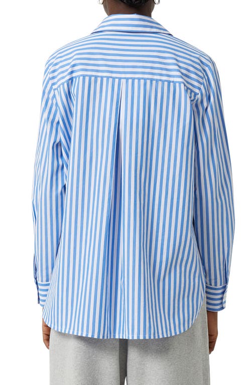 Shop French Connection Thick Stripe Button-up Shirt In White/blue