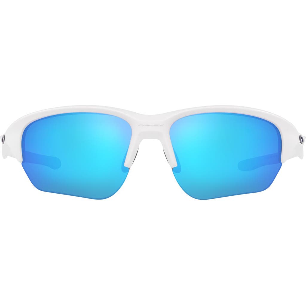 Shop Oakley Flak Beta 64mm Mirrored Oversize Rectangular Sunglasses In Matte White/sapphire Iridium