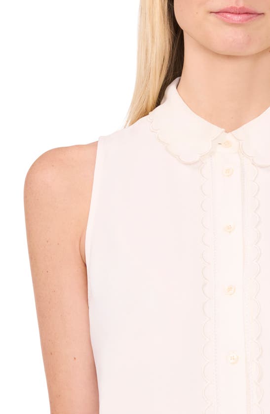 Shop Cece Scallop Detail Sleeveless Button-up Shirt In New Ivory