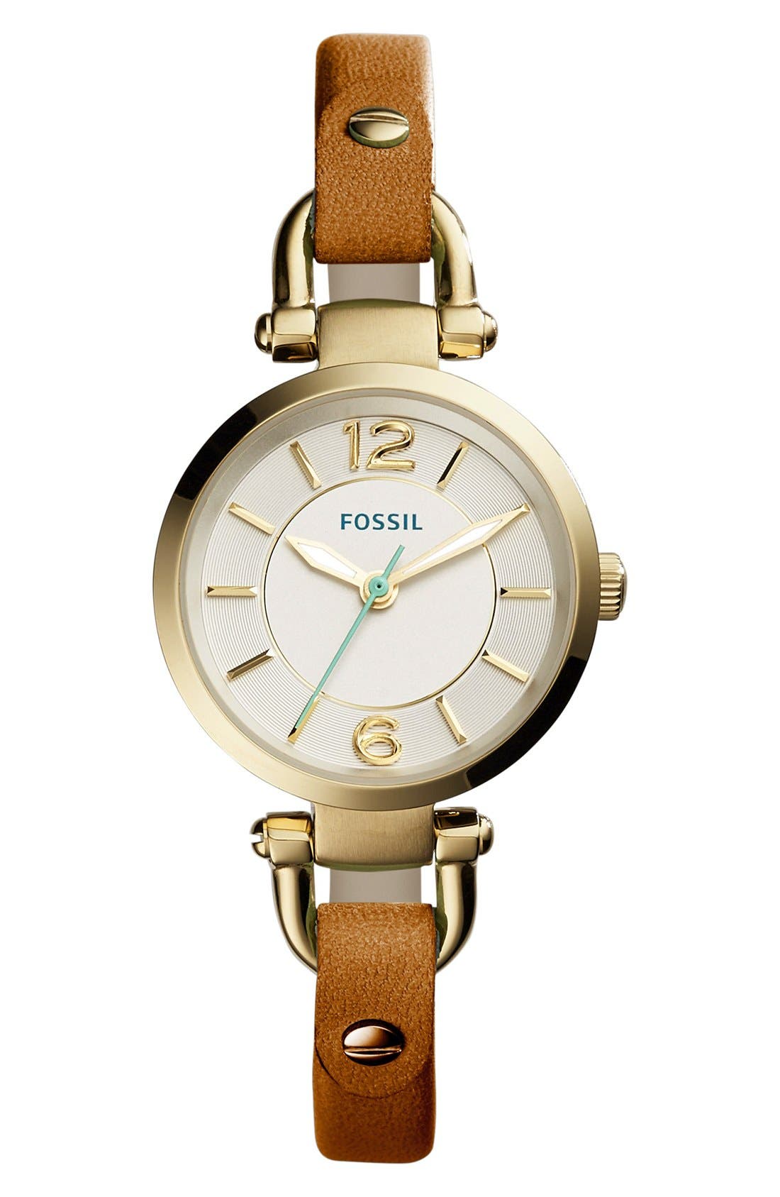 Fossil Round Leather Strap Watch, 26mm Nordstrom