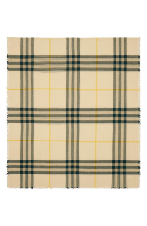 Shop Burberry Giant Check Lightweight Wool Scarf In Candle