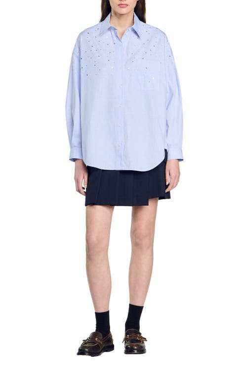 Shop Sandro Check Shirt In Blu/white