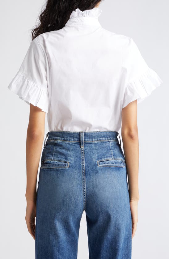 Shop Mille Vanessa Ruffle Detail Cotton Blouse In White