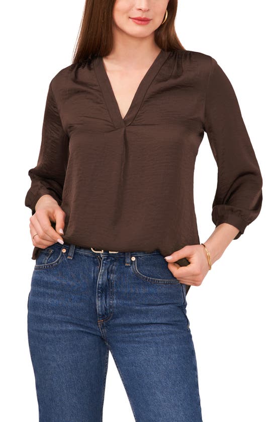 Vince Camuto Rumple Fabric Blouse In Rich Chocolate