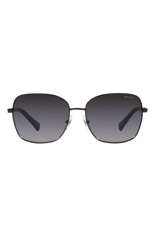 58mm Gradient Rectangular Sunglasses in Shiny Black