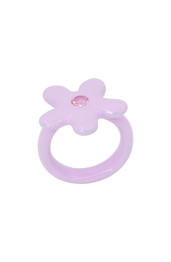 Shop July Child Groovy Gal Flower Ring In Pink/ Pink Cubic Zirconia