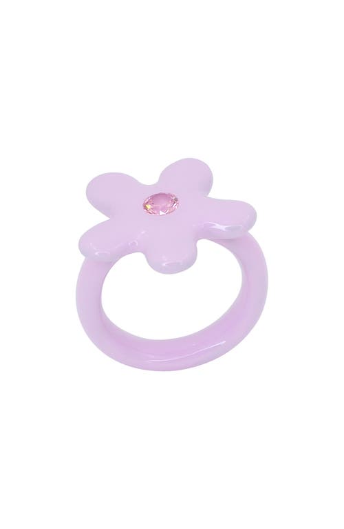 Shop July Child Groovy Gal Flower Ring In Pink/pink Cubic Zirconia