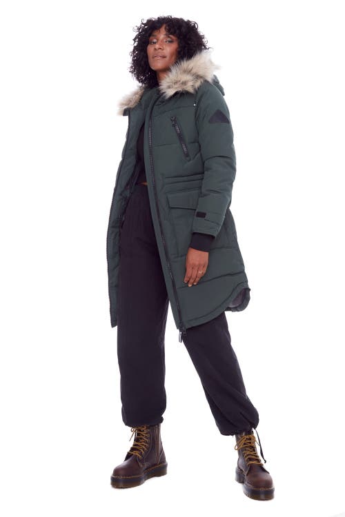 Alpine North Ukon Women's Vegan Down (recycled) Drawstring Parka In Deep Green
