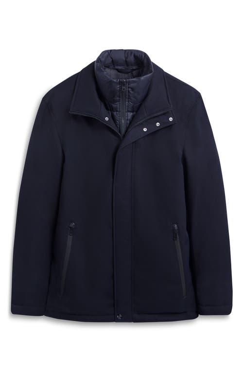 Shop Bugatchi Water Repellent Twill Jacket With Bib In Navy