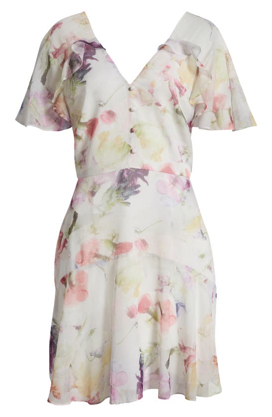 Shop Ted Baker Sangro Floral Ruffle Detail Dress In White