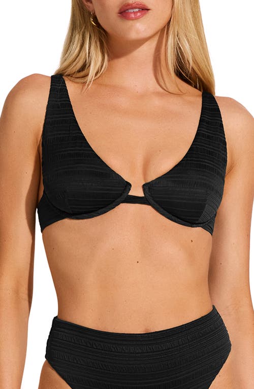 Vitamin A Rossi Underwire Top In Black Seersucker Stripe In Black