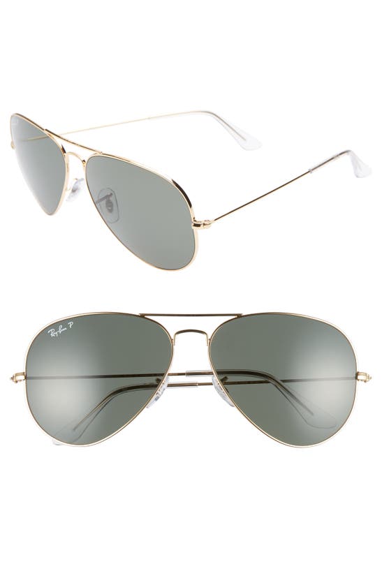 Ray Ban Original 58mm Aviator Sunglasses In Blue Green Mirror