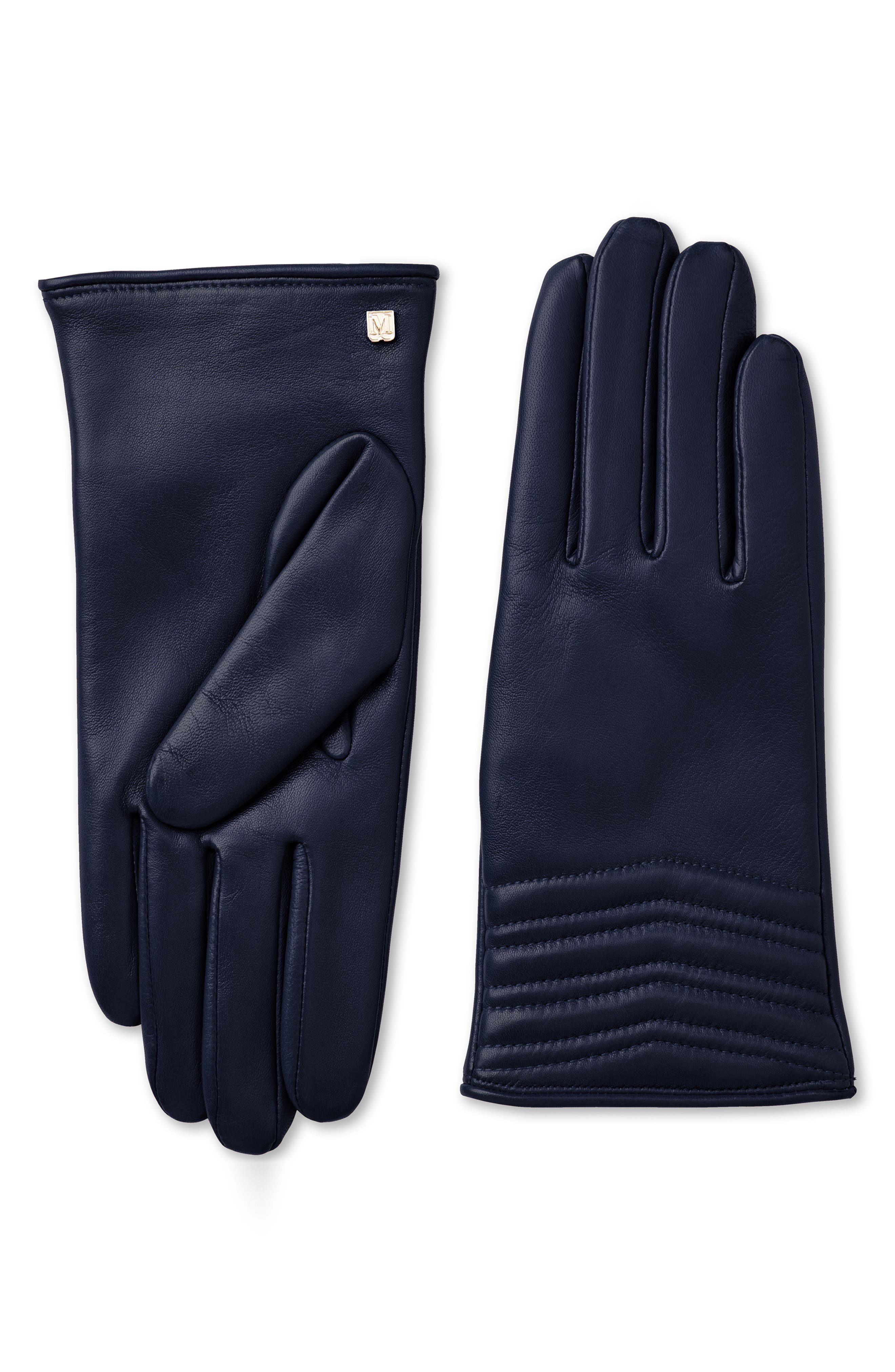 Bruno Magli Chevron Quilted Gloves in Navy Cover