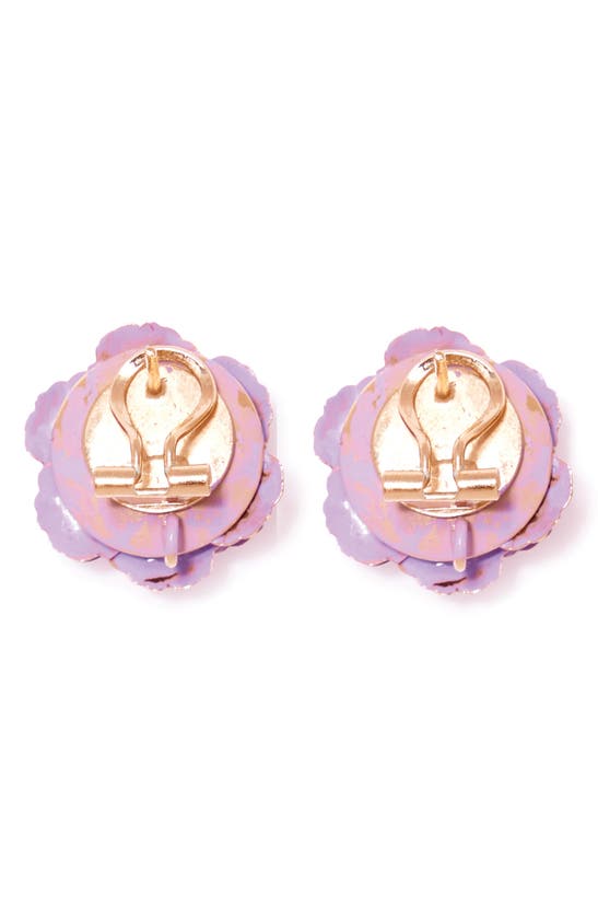 Shop Carolina Herrera Small Flower Stud Earrings In Lilac