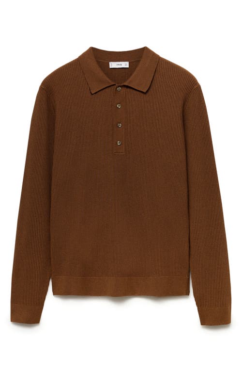 Mango Cotton-blend Ribbed Polo Shirt Coffee In Coffee