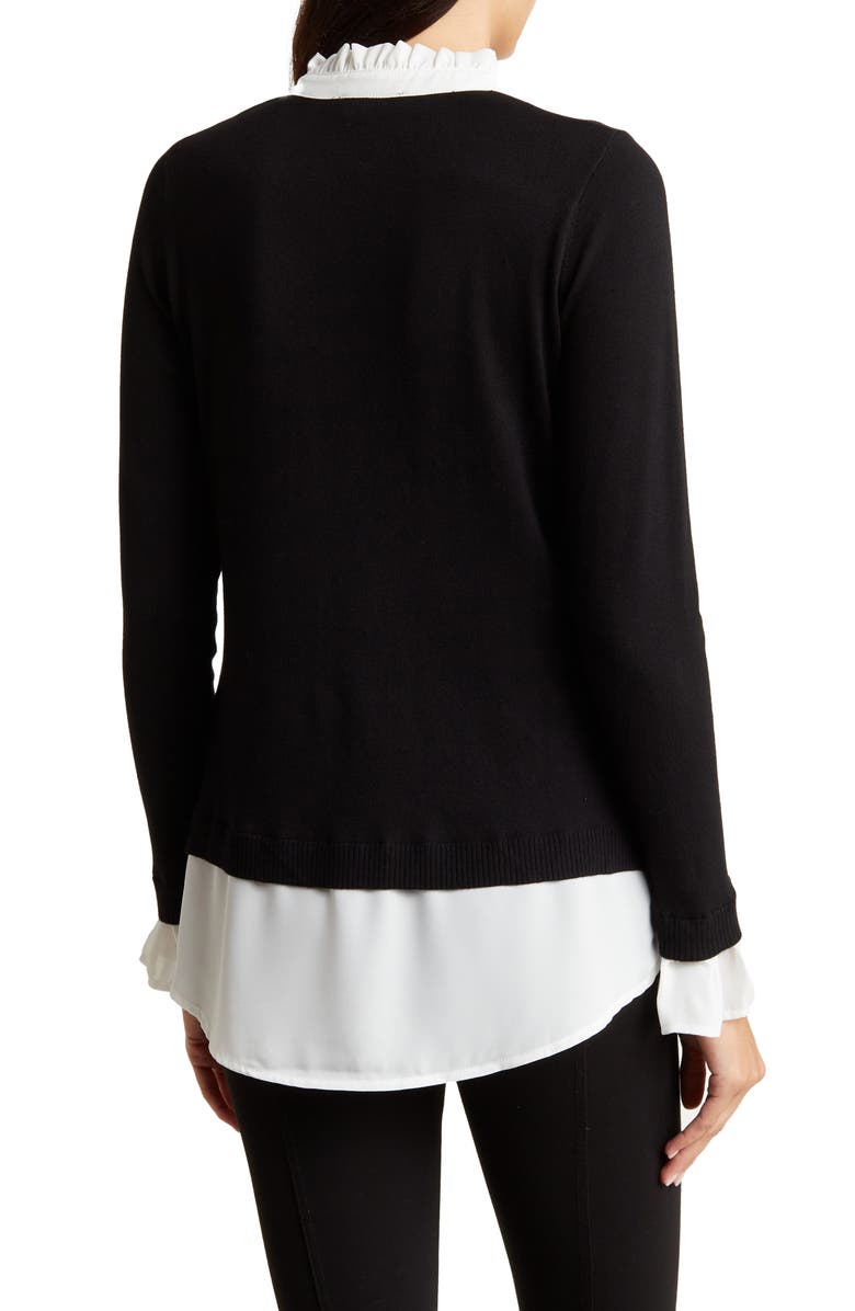 Adrianna Papell Ruffle Tie Neck Sweater | Nordstromrack