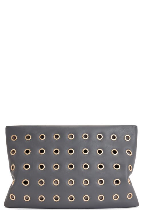 AllSaints Bettina Eyelet Leather Clutch in Slate Grey at Nordstrom