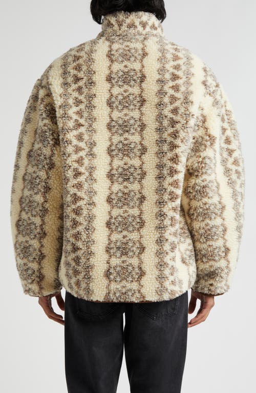 Shop Isabel Marant Madeo Oversize Fleece Jacket In Ecru/brown