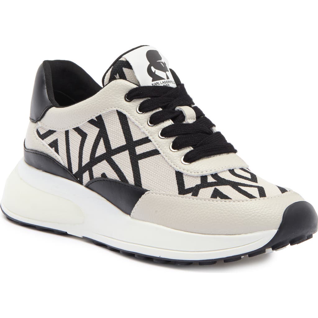 Karl Lagerfeld Paris Dallas Lace-up Sneaker In Soft White/black