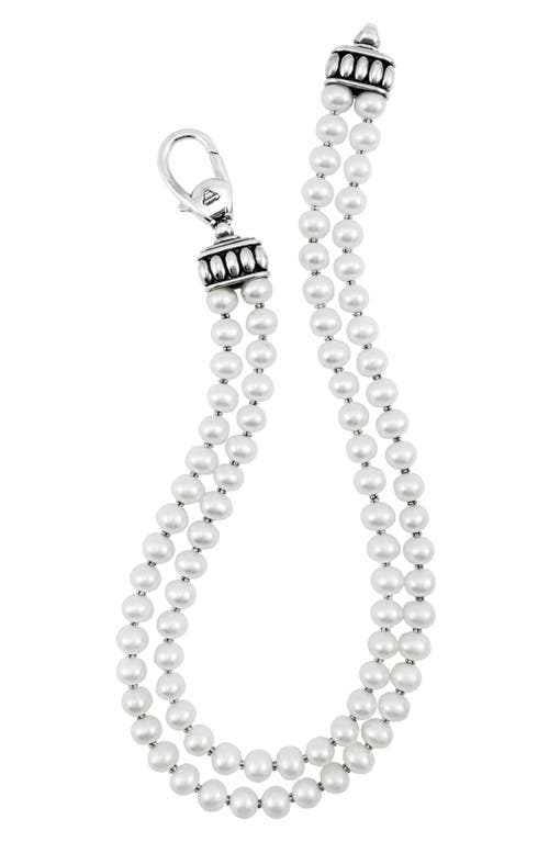 Luna Double Row Pearl Necklace in Silver/pearl