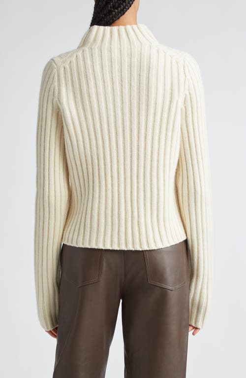 Shop Totême Toteme Wool & Cashmere Rib Funnel Neck Sweater In Snow