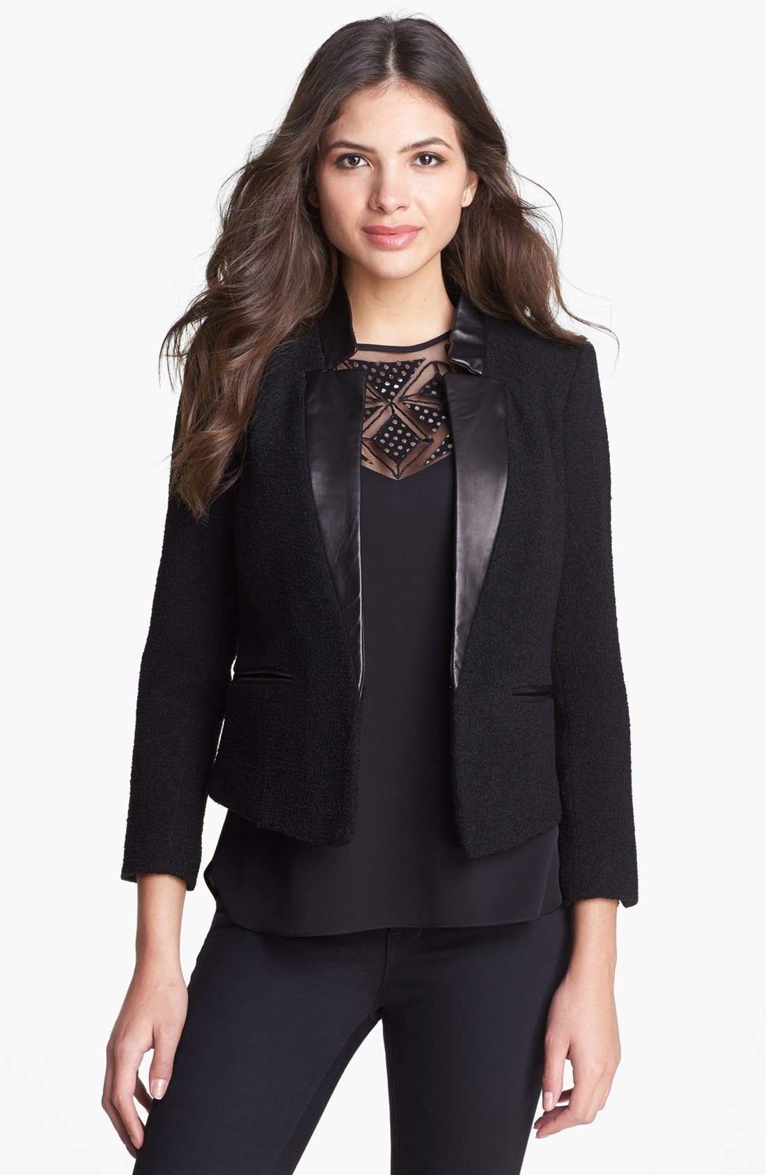 Milly Leather Lapel Blazer Nordstrom