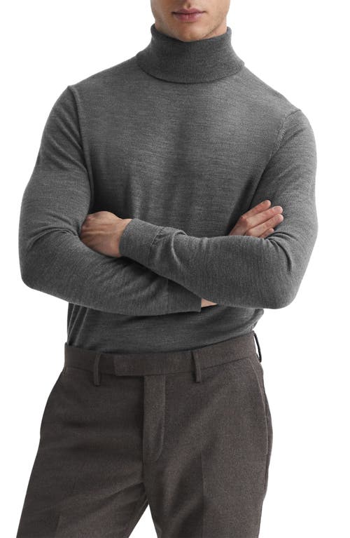 Reiss Caine Turtleneck Wool Sweater in Mid Grey Melange at Nordstrom, Size Medium