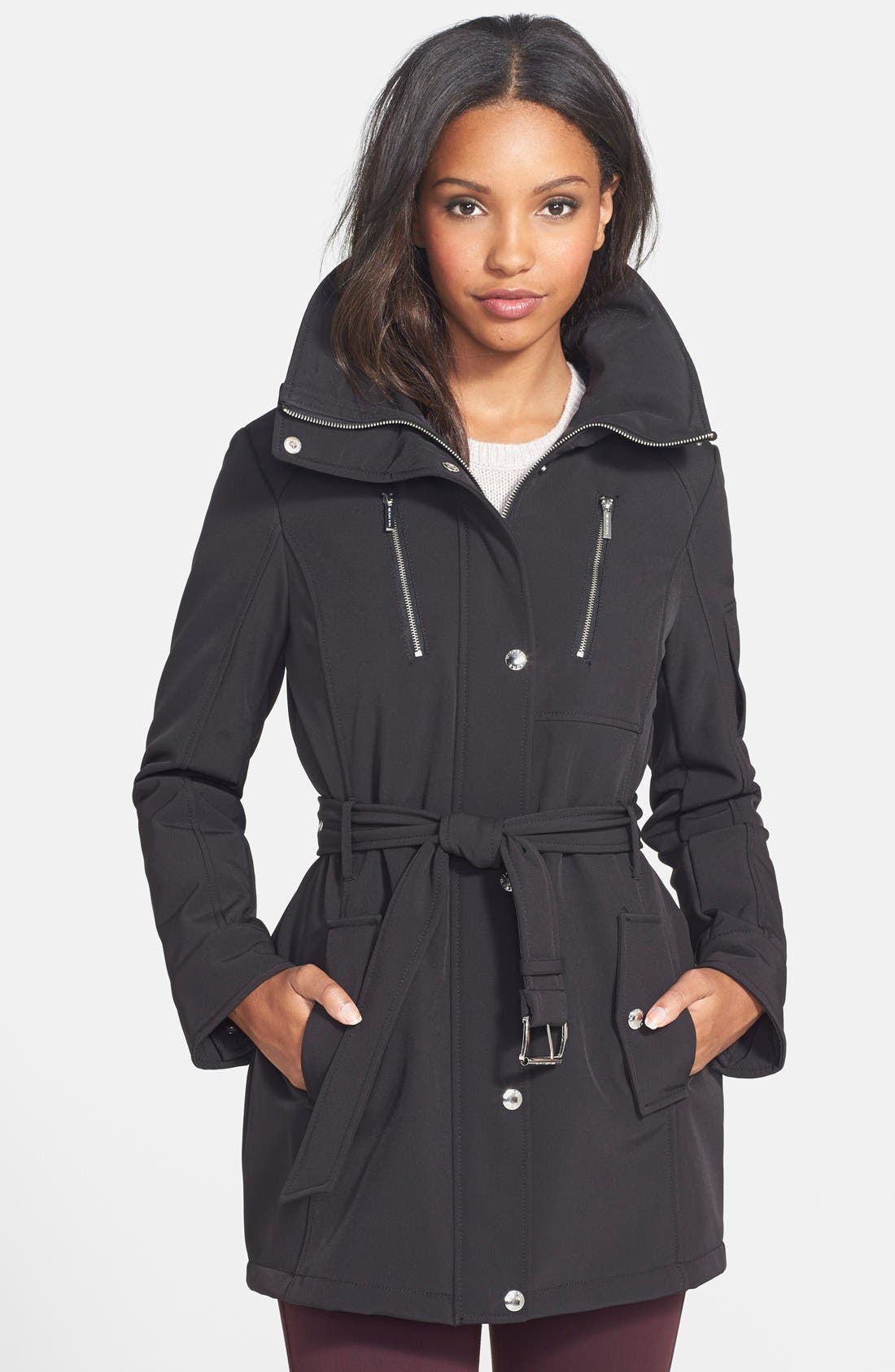 MICHAEL Michael Kors Belted Soft Shell Jacket Nordstrom