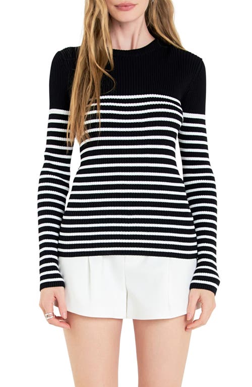 Stripe Rib Sweater in Black/White