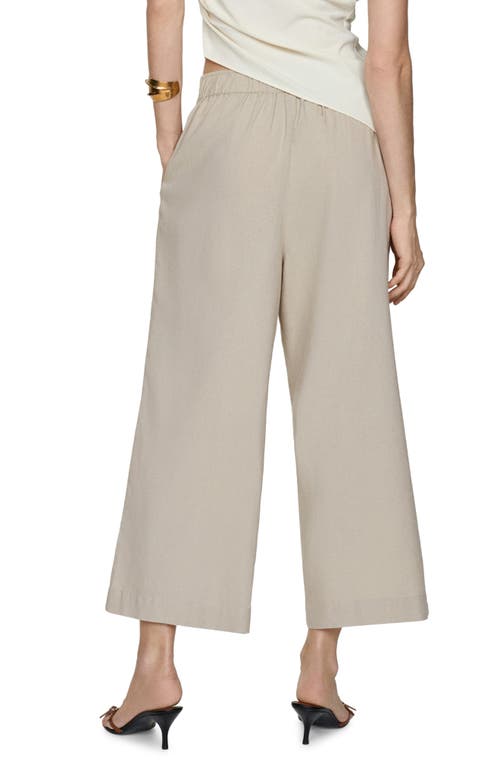 Shop Mango Linovis Linen Blend Wide Leg Pants In Light Beige