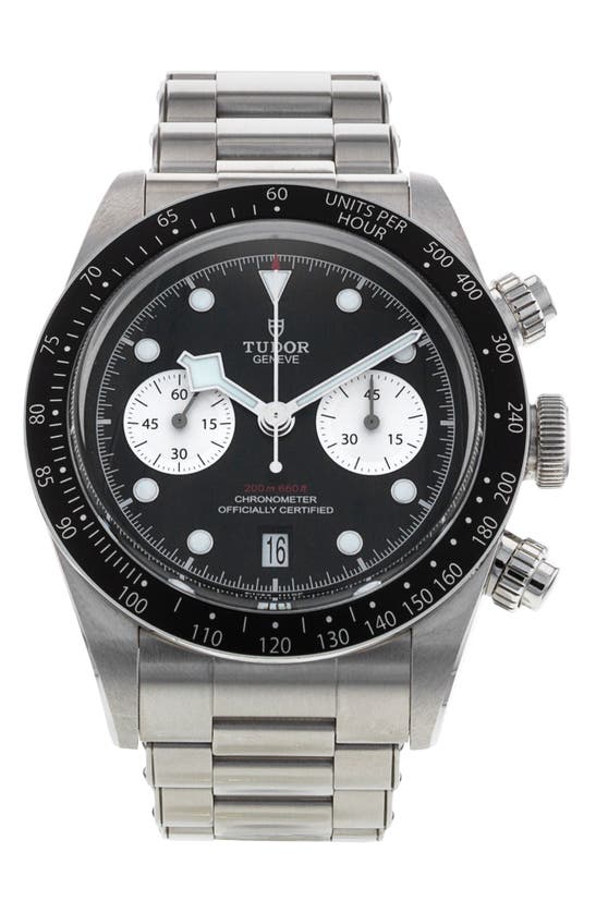 Shop Watchfinder & Co. Tudor  2022 Black Bay Automatic Bracelet Chronograph Watch, 41mm In Silver / Black